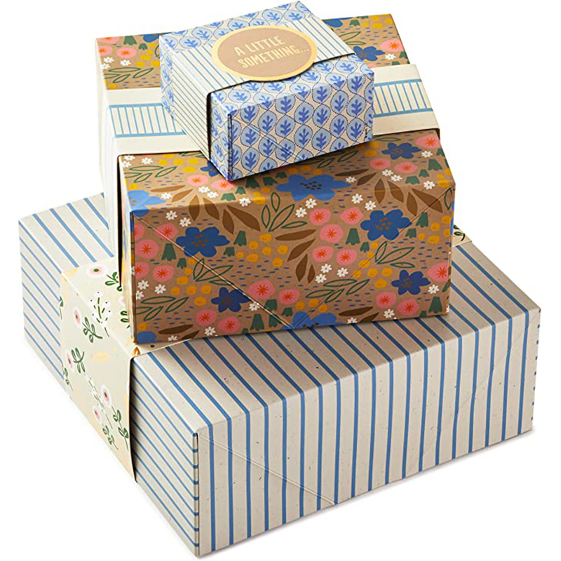 Hallmark-cadeau-dozen met wrapbands, diverse maten (3-pack: schattige bloemen en strepen) voor verjaardagen, bruidsdouches, de dag van Mother \\\\\\\\\\\\ \'s beste vrienden