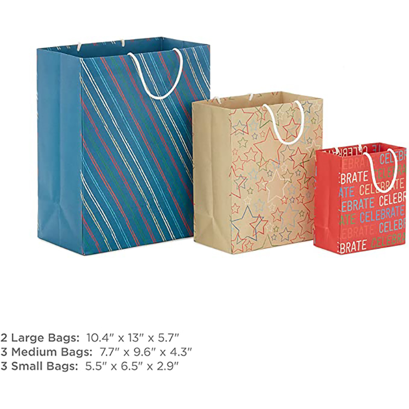 Hallmark recyclebare cadeauzakje assortiment (8 zakken: 3 kleine 6 \\\\ \\\
