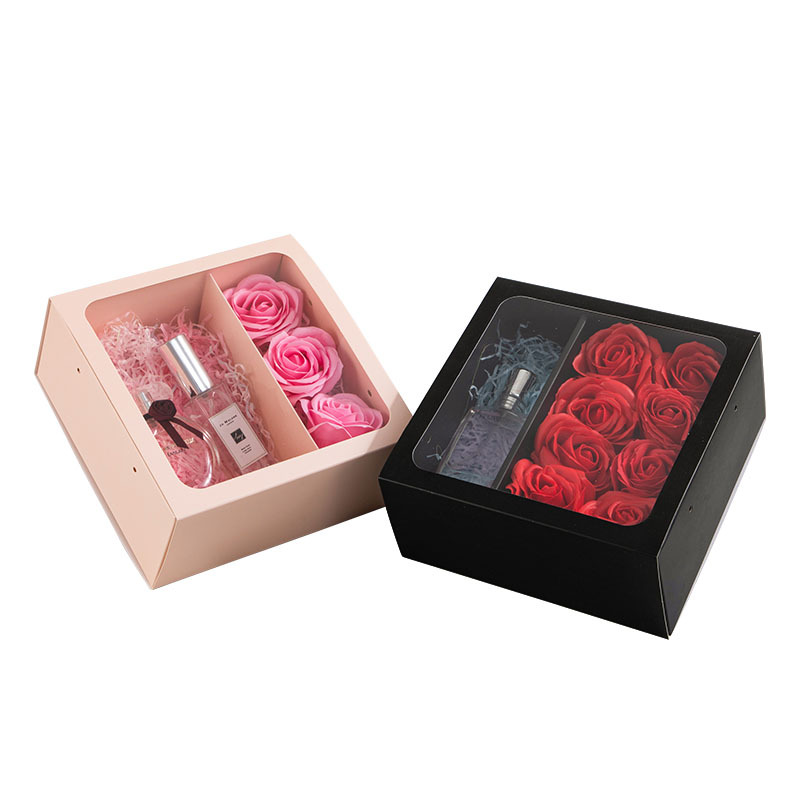 Uittrekbare transparante bloembox draagbare vouwgave roos geschenkdoos geschenkverpakking zwart poederbenodigdheden doos